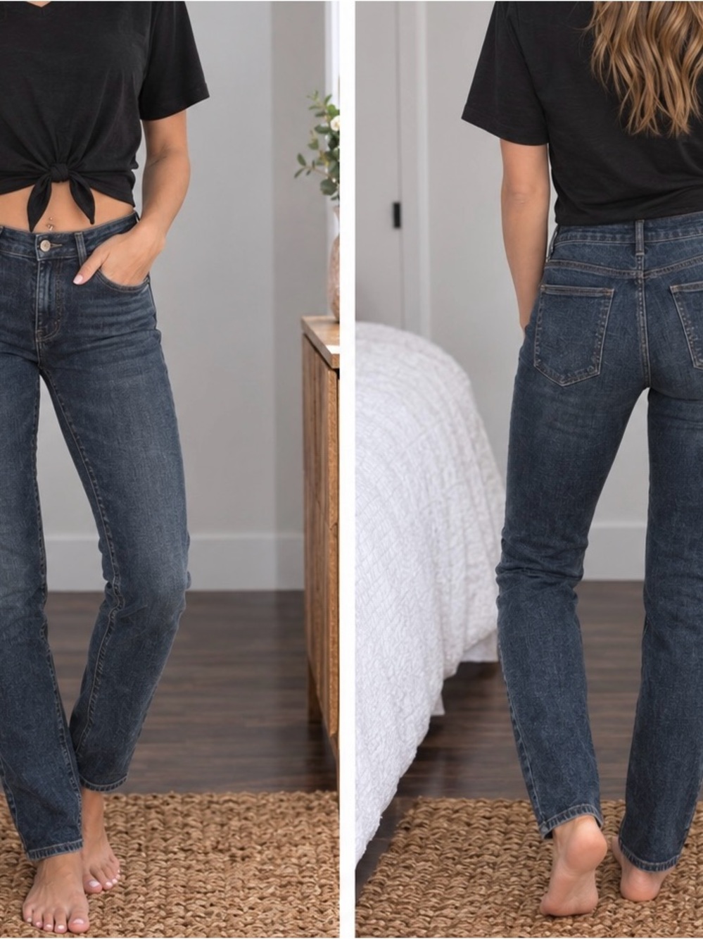 Silver Jeans Women’s High-Rise Straight Leg Jeans in Dark Blue Wash